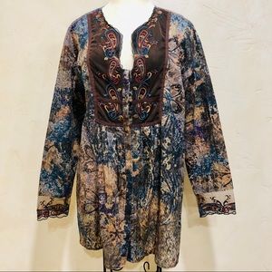 Coldwater Creek embroidered tunic / over blouse